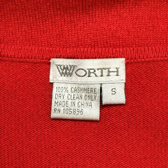 Worth Sz Small Red Cashmere Scoop Neck Sweater - Picture 6 of 6